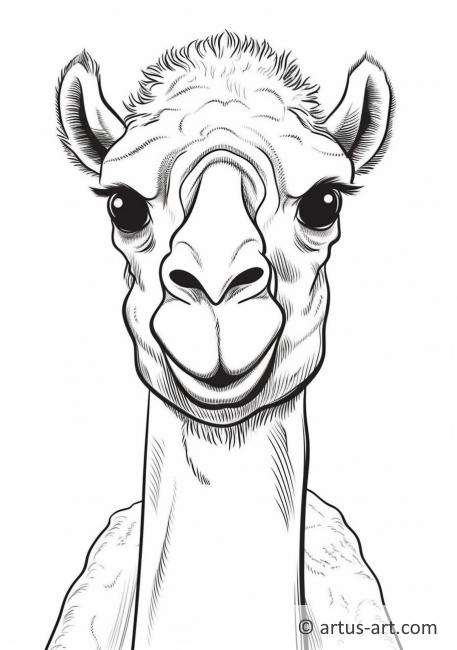 Cute Camel Coloring Page For Kids